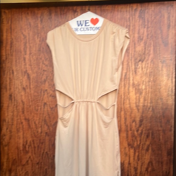 SHEIN Elegant Tan Sleeveless Dress cut out waist Size Large - Picture 3 of 7
